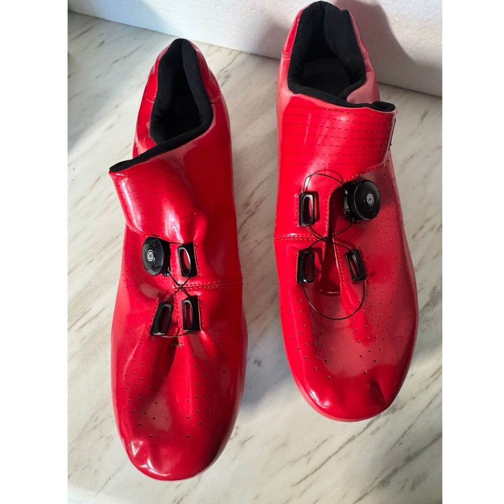 Speed Mens Red Patent Road Cycling Shoes Dual Rotary Dial Size 47 EU gorpecore